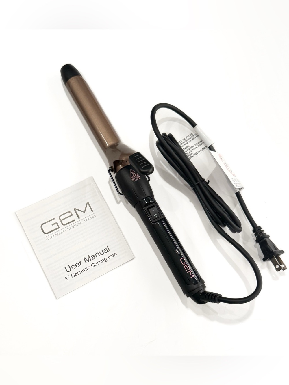 GEM Curl Designer Ceramic Curling Iron - Rose Gold and Black